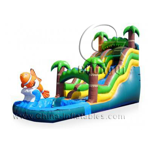 Finding Nemo inflatable water slide palm tree jungle
